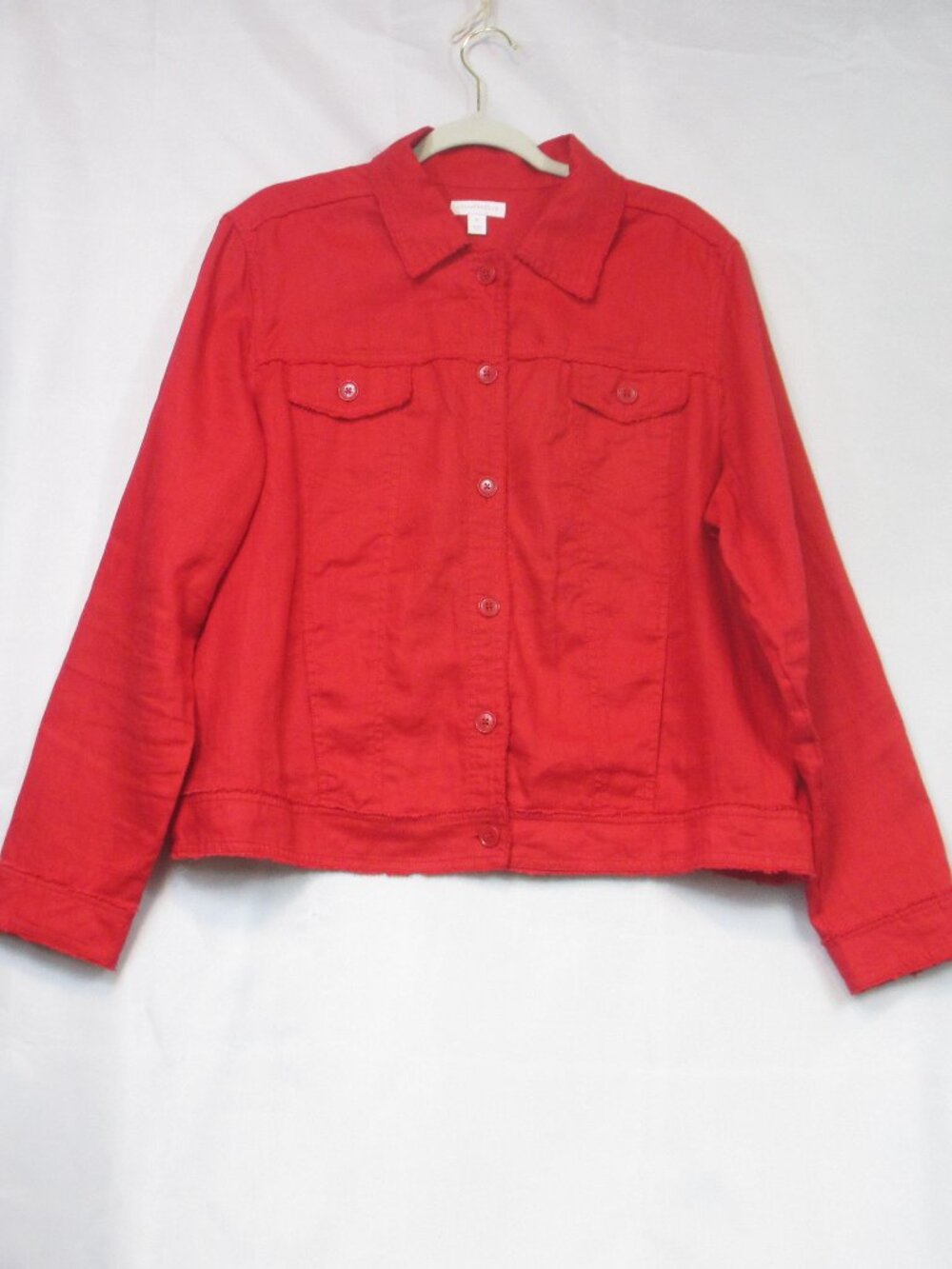 Charter Club 100% Linen Red Jacket Button Front Pockets Size XL Lightweight